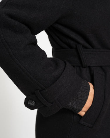 Belted Wool Blend Coat Black - Things I Like Things I Love