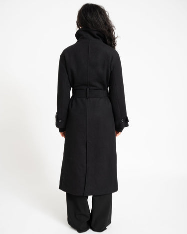 Belted Wool Blend Coat Black - Things I Like Things I Love