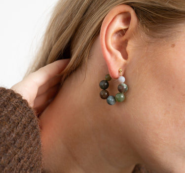 Big green stone dot earring Gold - Things I Like Things I Love