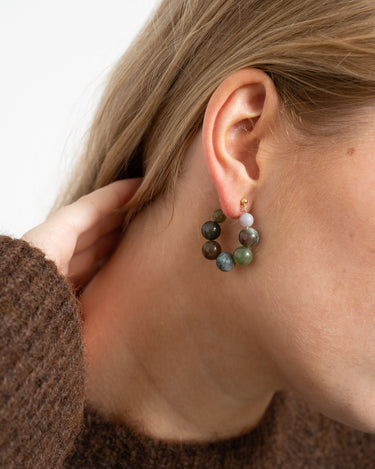 Big green stone dot earring Gold - Things I Like Things I Love