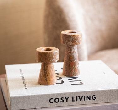 Bloomingville - Candle Holder Anneli Travertine Rose - Things I Like Things I Love