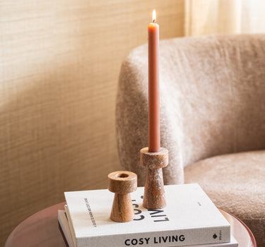 Bloomingville - Candle Holder Anneli Travertine Rose - Things I Like Things I Love