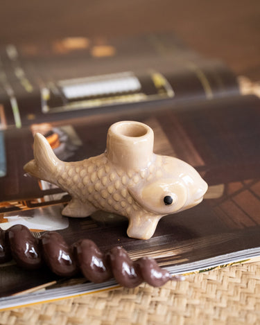 Bloomingville - Candle Holder Fish Beige / Aqua - Things I Like Things I Love