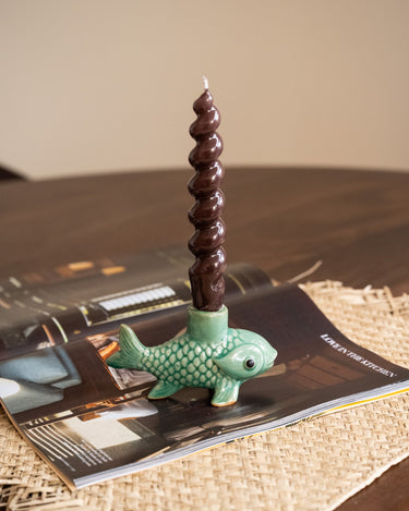 Bloomingville - Candle Holder Fish Beige / Aqua - Things I Like Things I Love