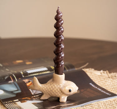 Bloomingville - Candle Holder Fish Beige / Aqua - Things I Like Things I Love