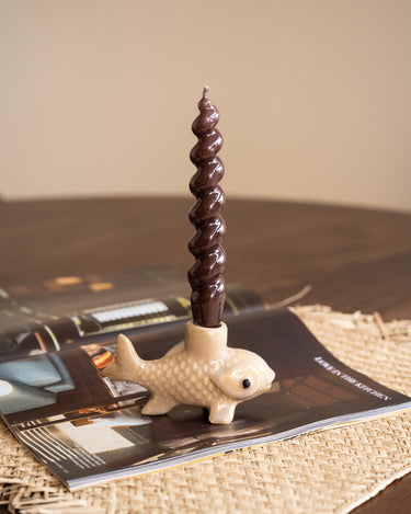 Bloomingville - Candle Holder Fish Beige / Aqua - Things I Like Things I Love