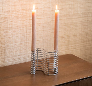 Bloomingville - Candle Holder Wavela Silver - Things I Like Things I Love