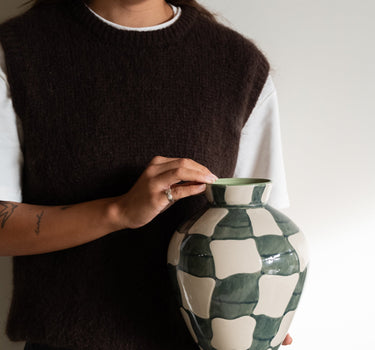 Bloomingville - Hand Painted Deco Vase Checker - Things I Like Things I Love