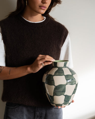 Bloomingville - Hand Painted Deco Vase Checker - Things I Like Things I Love