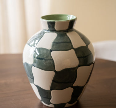 Bloomingville - Hand Painted Deco Vase Checker - Things I Like Things I Love