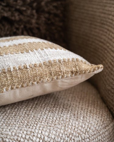 Bloomingville Kussen Cinta Gestreept Beige / Bruin - Things I Like Things I Love