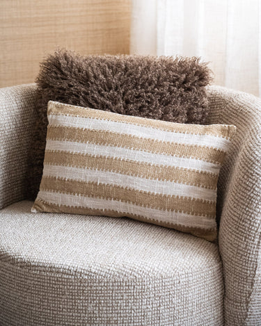 Bloomingville Kussen Cinta Gestreept Beige / Bruin - Things I Like Things I Love