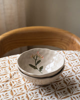 Bowl Flower Stoneware Beige