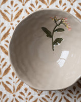 Bowl Flower Stoneware Beige