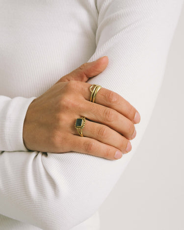 Brass Black Zircon Dot Ring Gold - Things I Like Things I Love