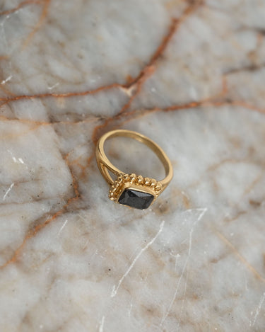 Brass Black Zircon Dot Ring Gold - Things I Like Things I Love