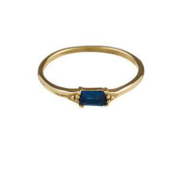 Brass Blue Baquette Ring Gold - Things I Like Things I Love