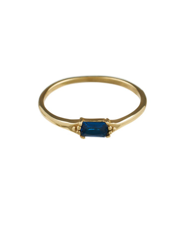 Brass Blue Baquette Ring Gold - Things I Like Things I Love