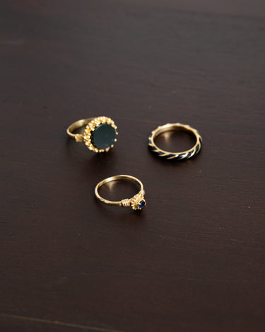 Brass blue flower ring Gold - Things I Like Things I Love
