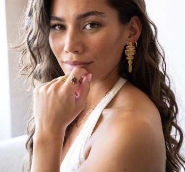 Brass Chunky Flower Ring Gold - Things I Like Things I Love