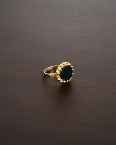 Brass dark green resin dot ring Gold - Things I Like Things I Love