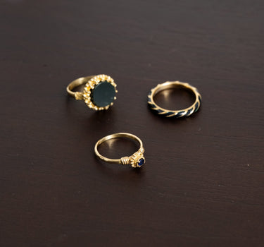 Brass dark green resin dot ring Gold - Things I Like Things I Love