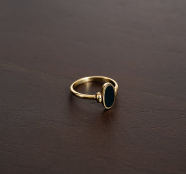 Brass Dark Green Resin Oval Gold - Things I Like Things I Love