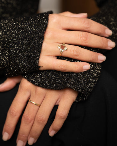 Brass Dark Red Resin Lela Dot Ring Gold - Things I Like Things I Love