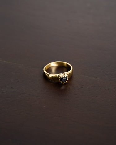 Brass onyx heart ring Gold - Things I Like Things I Love
