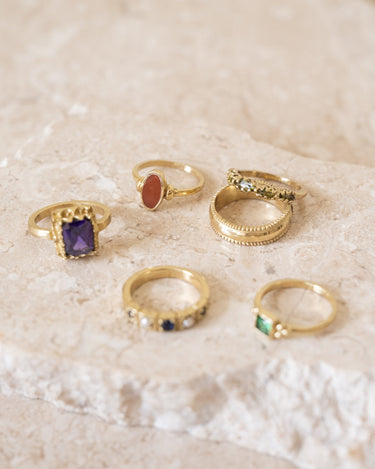 Brass Oval Dark Red Resin Ring Gold - Things I Like Things I Love