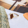Brass Oval Dark Red Resin Ring Gold - Things I Like Things I Love