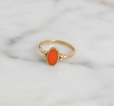 Brass Oval Resin Ring Red - Things I Like Things I Love