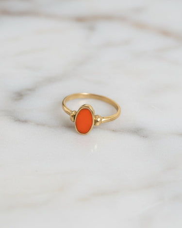 Brass Oval Resin Ring Red - Things I Like Things I Love