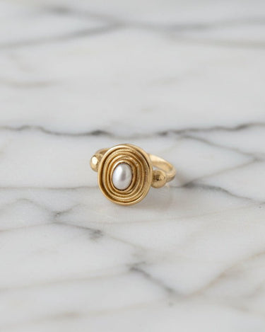 Brass Ring Oval White Resin Gold - Things I Like Things I Love