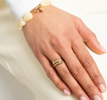 Brass Tiny Snake Ring With Dark Green Resin Eye Gold - Things I Like Things I Love