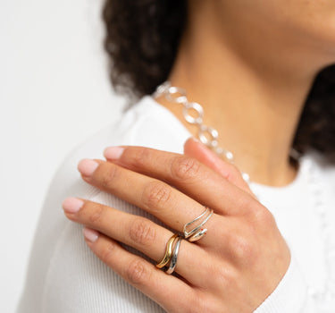 Brass Tiny Snake Ring With Red Resin Eye Silver - Things I Like Things I Love