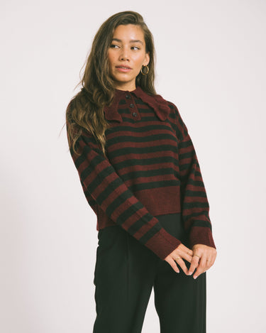 Brooke Frill Collar Knit Windsor Wine - Things I Like Things I Love