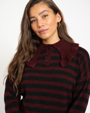 Brooke Frill Collar Knit Windsor Wine - Things I Like Things I Love