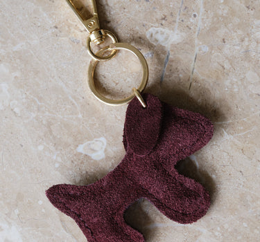 Bumpy Dog Bag Charm Real Suede Bordeaux - Things I Like Things I Love