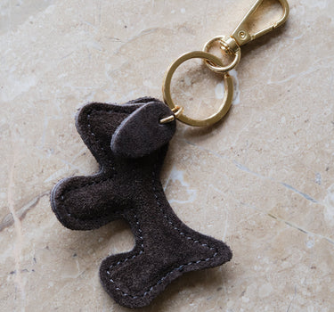 Bumpy Dog Bag Charm Real Suede Brown - Things I Like Things I Love