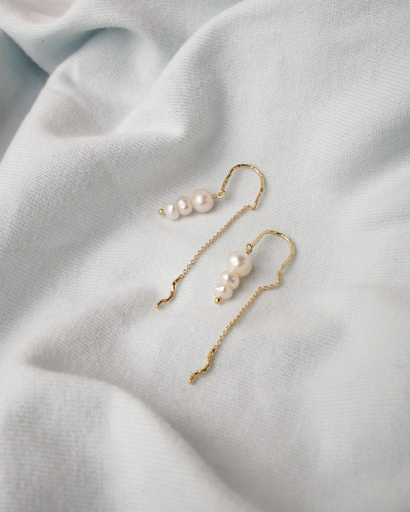 Bungle Earring Triple Pearl Gold - Things I Like Things I Love