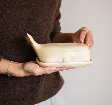 Butter Dish Whale Beige - Things I Like Things I Love
