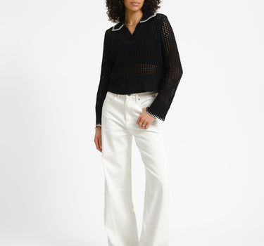 Caitlyn Polo Contrast Knit Black - Things I Like Things I Love