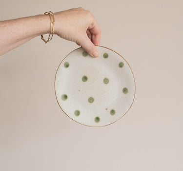 Cake Plate Polka Dots Green - Things I Like Things I Love