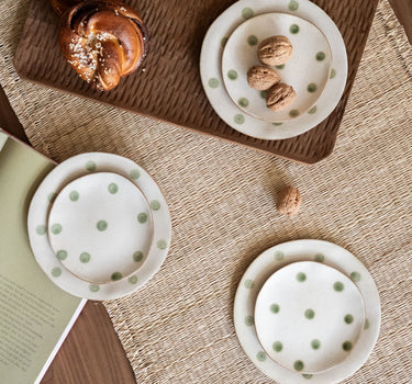 Cake Plate Polka Dots Green - Things I Like Things I Love