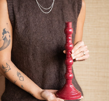 Candle Holder Aveline Burgundy - Things I Like Things I Love