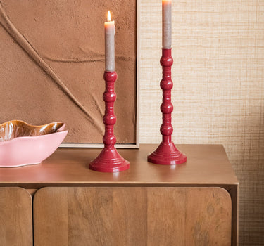Candle Holder Aveline Burgundy - Things I Like Things I Love