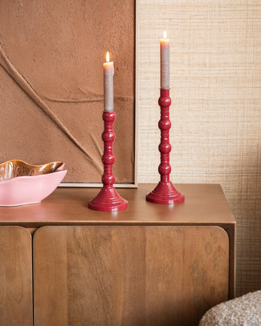 Candle Holder Aveline Burgundy - Things I Like Things I Love