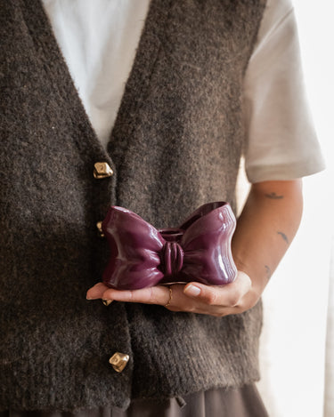 Candle Holder Bow Burgundy - Things I Like Things I Love