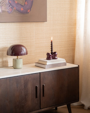 Candle Holder Bow Burgundy - Things I Like Things I Love